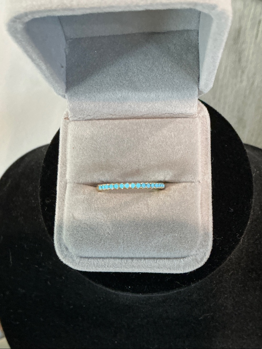 Delicate Turquoise Color Stone Stackable Band - Women Jewelry